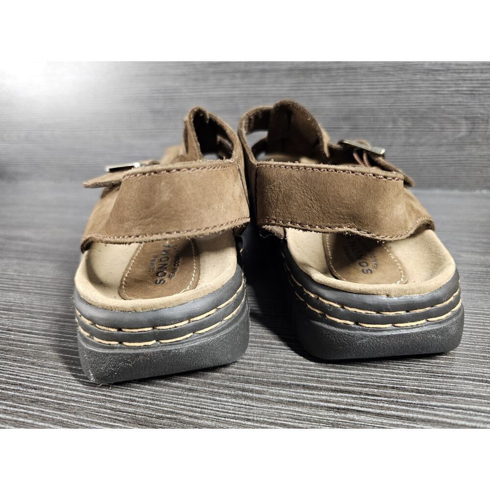 VTG 00s Y2K Sonoma Leather Ely Fisherman Sandals US 9M Brown Platform Chunky - Picture 4 of 7